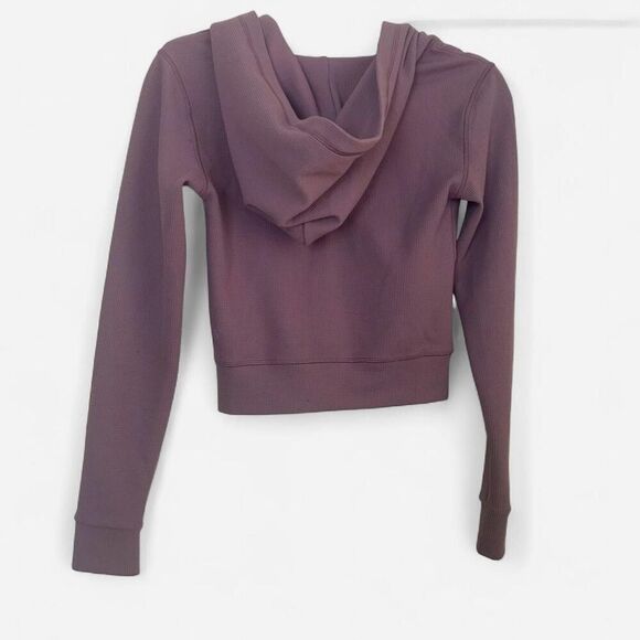 Aritzia TNA Seneca Lilac Waffle Knit Zip-Up Hoodie | Size Small - Picture 4 of 6